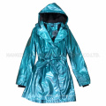 PU Blue Hooded Raincoat for Adult